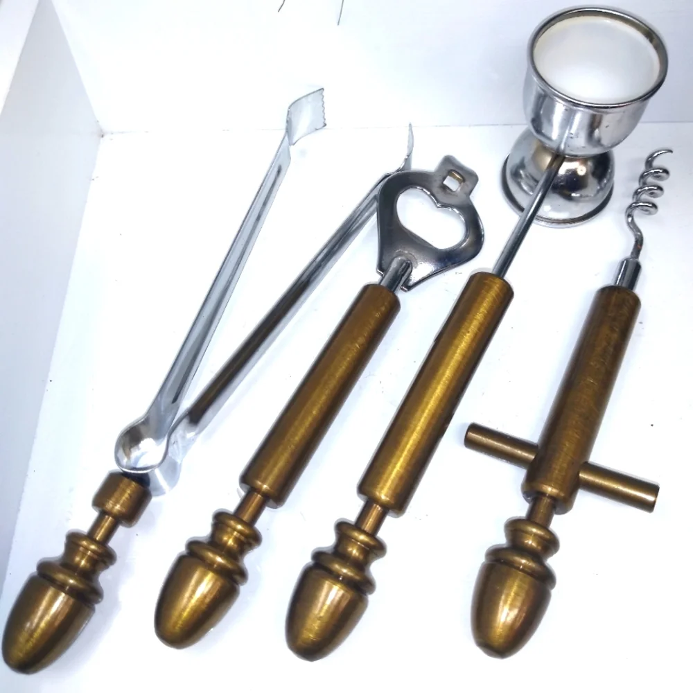 Antique Brass Bartender 4pc. Tool Set